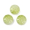 Transparent Glass Beads, Flat Round with Moon & Star, Baking Paint, Yellow Green, 13x6mm, Hole: 1mm