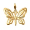 Butterfly 304 Stainless Steel Pendant Decorations, Ion Plating(IP), with Lobster Claw Clasp, Real 14K Gold Plated, 30mm