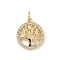 Brass Micro Pave Cubic Zirconia Pendants, Cadmium Free & Lead Free, Tree of Life, with Jump Ring, Real 16K Gold Plated, 16x13.5x3mm, Hole: 3mm