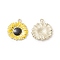 Alloy Pendants, with Enamel, Flower/Daisy, Light Gold, Black, 28.5x26x2.5mm, Hole: 2.5mm