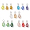 15Pcs Electroplate Glass Pendants, with Stainless Steel Jump Rings, Faceted, Teardrop, Stainless Steel Color, 19.5~21.5x9.8mm, Hole: 4.6mm