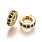 Brass Cubic Zirconia European Beads, Large Hole Beads, Ring, Golden, Black, 7.5x2.5mm, Hole: 4.5mm
