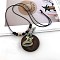 Bohemian Wood Donut Alloy Pendant Long Necklaces for Women, Antique Bronze, Guitar, 35.43 inch(90cm)