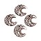 Handmade Porcelain Big Pendants, Moon with Bird, Fancy Antique Glazed Porcelain, Coconut Brown, 51~53x51~53x11~12mm, Hole: 4~5mm