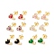 Rack Plating Brass Cubic Zirconia Stud Earrings Findings, Real 18K Gold Plated, with Loop, Cadmium Free & Lead Free, Heart, Mixed Color, 9x8.5mm, Hole: 1.5mm, Pin: 1mm