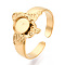 Butterfly 304 Stainless Steel Cuff Ring Components, Round Pad Ring Setting, Ion Plating(IP), Real 18K Gold Plated, Tray: 6mm, 13.2mm, Inner Diameter: Adjustable