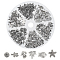 Ocean Theme 120Pcs 6 Style Tibetan Style Alloy Beads, Mixed Shapes, Antique Silver, 20pcs/style