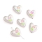 2Pcs UV Platings Acrylic Beads, Heart with Tulip, with Enamel, Floral White, 20x19mm, Hole: 2mm