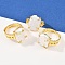 Sqaure Natural Pearl Finger Rings, Brass Adjustable Rings for Women, Long-Lasting Plated, Golden, Inner Diameter: 18~19mm