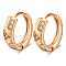 Real 18K Gold Plated Ring Brass Rhinestone Huggie Hoop Earrings, 15mm