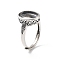 925 Sterling Silver Adjustable Ring Components, Pad Ring Settings, Oval, Antique Silver, Tray: 12x8mm, 2.5mm, US Size 6(16.5mm)