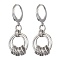Non-Tarnish 304 Stainless Steel Leverback Earrings for Women, Ring, Stainless Steel Color, 32x14mm