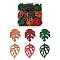 Wood Pendants, Dyed, Leaf, Mixed Color, 30~34x22.5~24x2.5~3mm, Hole: 1.5~2mm,48pcs/box
