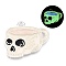 Luminous Alloy Enamel Pendants, Platinum, Glow in the Dark, Skull Drink Charm, Floral White, 24.5x27.5x1.5mm, Hole: 2mm
