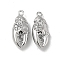 Brass Micro Pave Clear Cubic Zirconia Pendants, Cadmium Free & Nickel Free & Lead Free, Crab Claw Charms, Real Platinum Plated, 19x8x5mm, Hole: 1.4mm