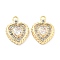 Brass Micro Pave Clear Cubic Zirconia Pendants, Cadmium Free & Nickel Free & Lead Free, Heart Charms, Real 18K Gold Plated, 14.5x11x3.8mm, Hole: 1.5mm