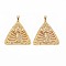 Brass Micro Pave Clear Cubic Zirconia Pendants, Nickel Free, Triangle with Moon, Real 18K Gold Plated, 23x19x2mm, Hole: 3x1.5mm