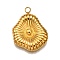 304 Stainless Steel Pendants, Lotus Leaf Charm, Real 18K Gold Plated, 21.5x17x2.5mm, Hole: 1.8mm