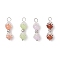 4Pcs 4 Colors Baking Painted Imitation Jade Glass Pendants, Round, with Brass Findings, Mixed Color, 25.5x9mm, Hole: 1.5mm, 1pc/color
