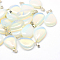 Teardrop Opalite Pendants, with Platinum Tone Brass Findings, 25~29x16~17x5~6mm, Hole: 2x7mm