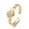 304 Stainless Steel Open Cuff Ring Finding, Ring Settings, Sunflower, Real 18K Gold Plated, US Size 7 1/4(17.5mm), Fit for 1mm