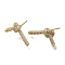 Rack Plating Brass Micro Pave Clear Cubic Zirconia Stud Earrings, Long-Lasting Plated, knot, Real 18K Gold Plated, 17x11.5mm