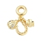 Brass Micro Pave Clear Cubic Zirconia Ladybirds & Horseshoe & Clover European Dangle Charms, Large Hole Pendants, Cadmium Free & Lead Free, Long-Lasting Plated, Rack Plating, Real 18K Gold Plated, 23.5mm, Hole: 4mm
