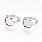Tarnish Resistant Adjustable 304 Stainless Steel Finger Rings Components, Pad Ring Base Findings, Flat Round, Stainless Steel Color, Tray: 12mm, Size 7, 17mm
