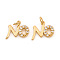 Brass Micro Pave Cubic Zirconia Charms, with Jump Ring, Word No, Clear, Real 18K Gold Plated, 9x11x1.5mm, Hole: 2.5mm