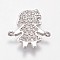 Brass Micro Pave Cubic Zirconia Links, Girl, Clear, Platinum, 15x15.5x2mm, Hole: 0.8mm