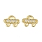Brass Micro Pave Cubic Zirconia Chandelier Component Links, Car, Rack Plating, Long-Lasting Plated, Real 18K Gold Plated, 7.5x10.5x2mm, Hole: 1.2~4mm