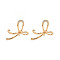 Brass Micro Pave Clear Cubic Zirconia Stud Earring Finding, with Loop, Nickel Free, Bowknot, Golden, 32x25mm, Hole: 1mm, Pin: 0.6mm