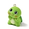 Tortoise Opaque Resin Pendants, with Platinum Iron Loops, Lawn Green, 42.5x28x26.5mm, Hole: 2.2mm