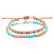 2Pcs 2 Styles Bohemian Fibre Woven Braided Bracelets Set, Glass Seed Beads Bracelets, Orange, 7-7/8 inch(20cm)