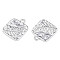 Rack Plating Alloy Pendants, Cadmium Free & Lead Free, Square with Leaf, Platinum, 18x15x2mm, Hole: 2mm