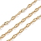 304 Stainless Steel Textured Dapped Chains, Soldered, with Spool, Ion Plating(IP), Golden, 5.5x3x0.5mm