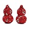 Handmade Polymer Clay Rhinestone Beads, Gourd, for DIY Jewelry, Phone Chain Crafting Decorations, Red, 35.5x22mm, Hole: 1.6mm