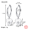 Anti-Tarnish Rhodium Plated Platinum 925 Sterling Silver Dangle Hoop Earrings for Women, Heart, 11mm