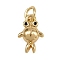 Brass Micro Pave Cubic Zirconia Charms, Perch, Cadmium Free & Lead Free, Long-Lasting Plated, Real 18K Gold Plated, with Jump Ring, Black, 13x8x4mm, Hole: 3mm