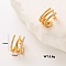 Stainless Steel Triple Stud Earrings, with Clear Cubic Zirconia, Golden, 13x11mm