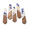 Resin and Walnut Pendants, Trapezoid, WhiteSmoke, 48.5x12x2.5mm, Hole: 2mm