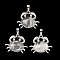 Rack Plating Brass Pendants, with Natural Quartz Crystal, Rock Crystal, Crab Charms, Platinum, 22x26.5x7mm, Hole: 8x5mm