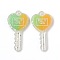 Two Tone Resin Big Pendants, Glitter Powder, Heart Key with Word PRETTY GIRL, Green, 59x30x6mm, Hole: 2.3mm
