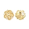 Flower Brass Clear Cubic Zirconia Bead Caps, Long-Lasting Plated, Cadmium Free & Lead Free, Rack Plating, Real 18K Gold Plated, 15x14x3.5mm, Hole: 2mm