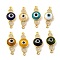 Brass Micro Pave Clear Cubic Zirconia Connector Charms, with Lampwork, Evil Eye with Heart, Real 18K Gold Plated, Mixed Color, 28.5x11x4.5~5mm, Hole: 1.4mm