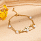 Double Layers Shell Pearl Butterfly Link Bracelets, 201 Stainless Steel Multi-strand Bracelets, Golden, 6-1/4 inch(16cm)