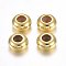 201 Stainless Steel Beads, with Rubber Inside, Slider Beads, Rondelle, Golden, 7x3.5mm, Hole: 3mm, Rubber Hole: 1.2mm