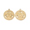 Ion Plating(IP) 304 Stainless Steel Pendants, Flat Round with Trinity Knot Charm, Real 18K Gold Plated, 29x25x2mm, Hole: 3mm