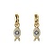 Fish 925 Sterling Silver Micro Pave Cubic Zirconia Leverback Earrings for Woman, Real 18K Gold Plated, 24.5x6mm