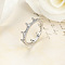 Crown Brass Micro Pave Clear Cubic Zirconia Finger Rings for Women, Platinum, US Size 9(18.9mm)